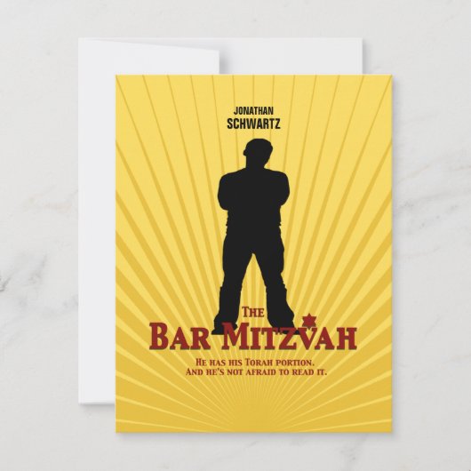 FilmStar Bar Mitzvah Reply RSVP Yellow Blue Kaartje (Voorkant)