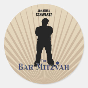 Filmster Bar Mitzvah Sticker Tan Navy Blue