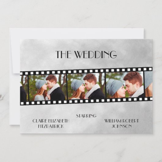 Filmstrip Foto Collage Weddenschap Save The Date (Voorkant)