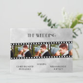 Filmstrip Foto Collage Weddenschap Save The Date (Staand voorkant)
