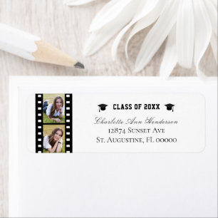 Filmstrip Fotocollage Afstuderen Adres Etiket