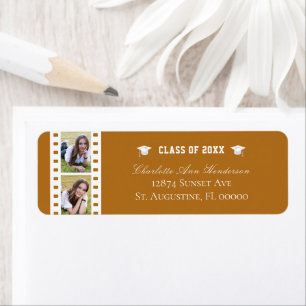Filmstrip Fotocollage Afstuderen Sinaasappel Adres Etiket