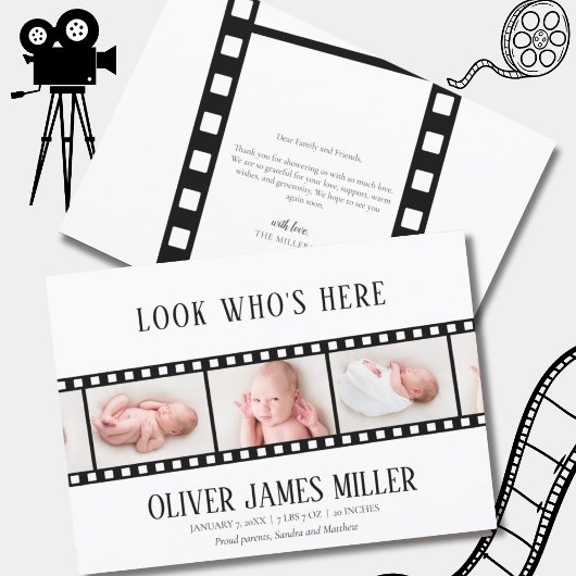 Filmstrip Fotocollage Geboorte Aankondiging