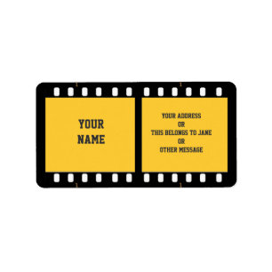 Filmstrip Gele naam Cadeauplaat Label