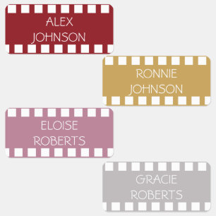 Filmstrip Roze kleurgecodeerde wasnaam Labels