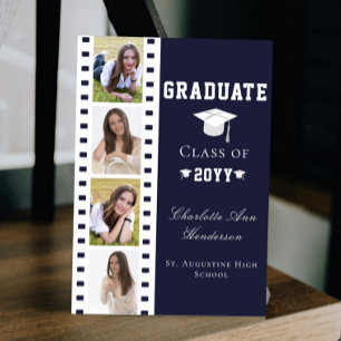 Filmstrip Vier foto collage Afstuderen   Blauw Kaart