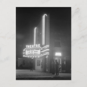 Filmtheater bij nacht, Greensboro, Georgia 1940 Briefkaart