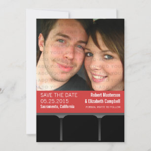 Filmtheater Foto Opslaan Datum Uitnodigen, rood Save The Date