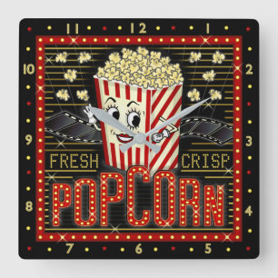 Filmtheater Marquee Home Bioscoop Popcorn Vierkante Klok