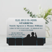 Filmtheater Wedding Invite, blauw Kaart (Staand voorkant)