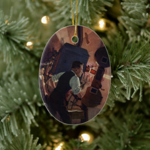 Filmtheaterprojectionist, Vintage Business Keramisch Ornament