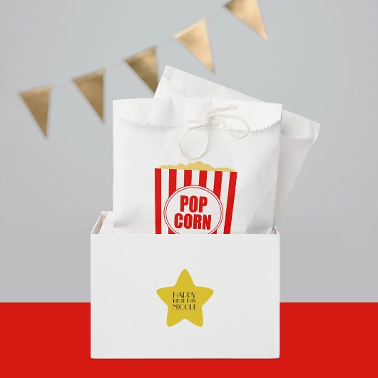 Filmthema Popcorn Design Bedankzakje