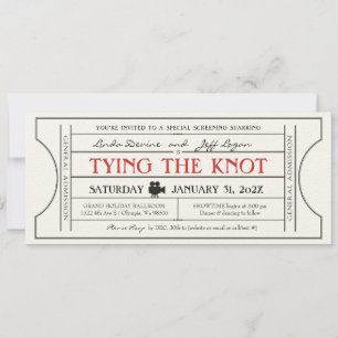  filmthema Wedding Ticket Uitnodiging