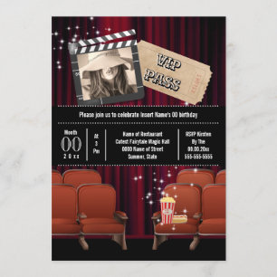 Filmthemafoto in ticket popcornfeest kaart