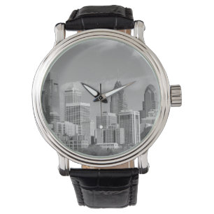 Filmwolkenkrabber zwart-wit horloge