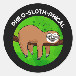 Filo-sloth-graphic Funny Animal Sloth Pun Dark BG Ronde Sticker