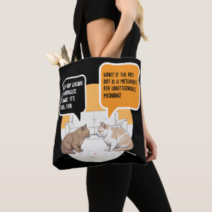 Filosofie Kat Rode Stip Existentiële Humor Kunst Draagtas