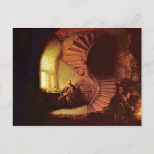 Filosoof in Meditatie. Door Rembrandt Van Rijn Briefkaart