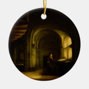 Filosoof met een Open Boek, 1625-7 (olie op ruit) Keramisch Ornament