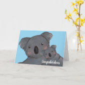 Fils bébé félicitations koala carte bleue (Fleur jaune)