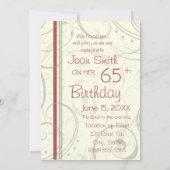 Fils beiges 65e anniversaire Cartes d'invitation (Dos)