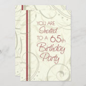 Fils beiges 65e anniversaire Cartes d'invitation (Devant / Derrière)