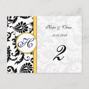 Fils Damas jaunes et noirs Cartes Numéro de tablea