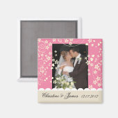 Fils de crème sur aimant rose, avec votre photo (Recto/Verso)