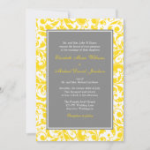 Fils de Damas Jaune et Gris Invitations de mariage (Devant)