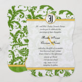 Fils de Damas Jaunes et verts Invitations de maria (Devant / Derrière)