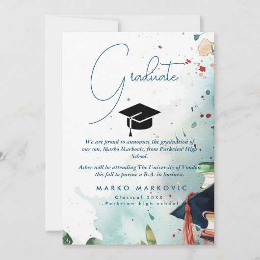 Fils de diplôme I Colorful Faire-part (Devant)