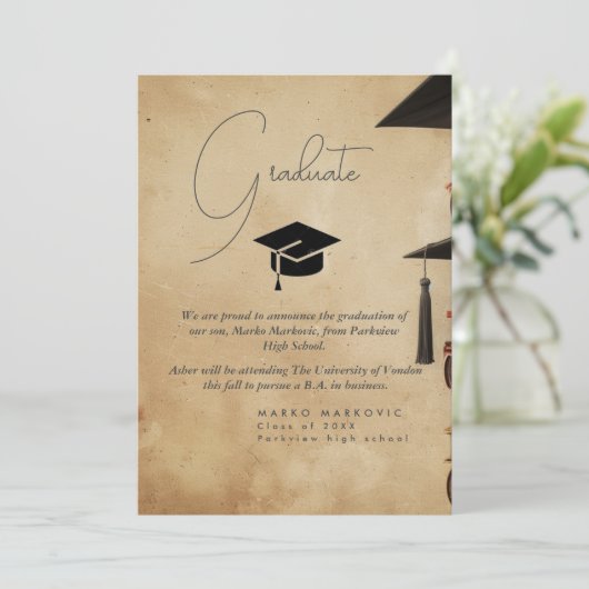 Fils de diplôme I Faire-part Casquette (Debout devant)