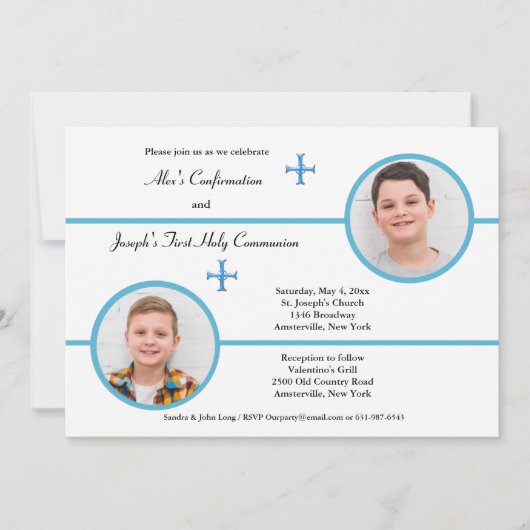 Fils Deux Frères Photo Invitation religieuse (Devant)