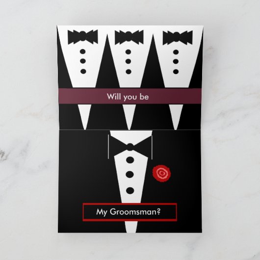 Fils d'honneur CUSTOM NAME Invitation Trois Tuxedo (Intérieur)