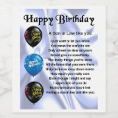 Fils en droit Poème bouteille Étiquette Joyeux ann (Étiquettes simples)