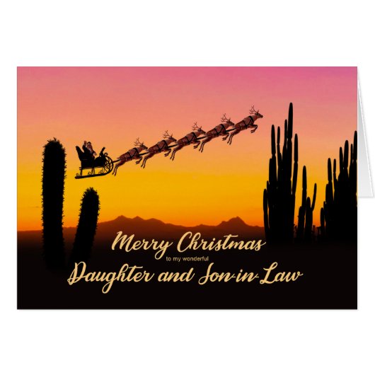 Fils Fille En Droit Noël Père Noël Sur Le Désert (Devant horizontal)