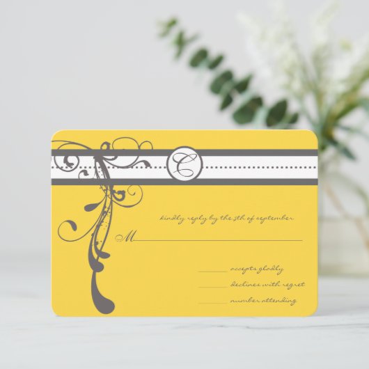 Fils Gris Charbon Bight Mariage Jaune RSVP (Debout devant)