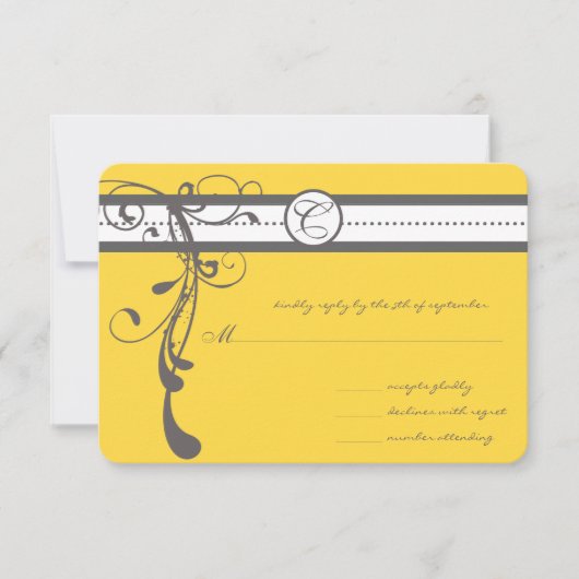 Fils Gris Charbon Bight Mariage Jaune RSVP (Devant)