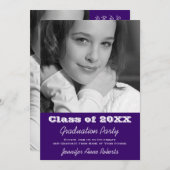 Fils ou fille Invitation de graduation en bleu fon (Devant / Derrière)