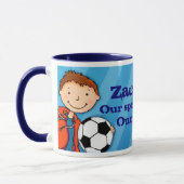 Fils soccer héros mug bleu (Gauche)