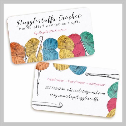 Fils tordus hank crochet crochets carte de visite