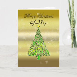 Fils, une carte de Noël d'effet d'or