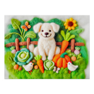Filtdieren die ontspannen in een kleurrijke tuin perfect poster