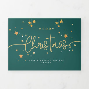 Fin D'année Trois Volets Carte de jour férié Noël.