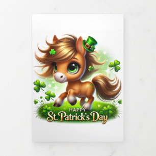 Fin D'année Trois Volets Carte de la Saint Patrick avec Cheval Festif