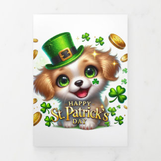Fin D'année Trois Volets Carte de la Saint Patrick avec Chiot
