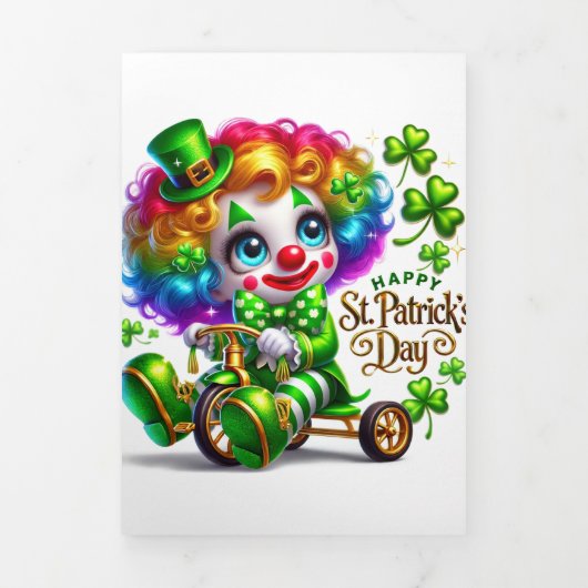 Fin D'année Trois Volets Carte de la Saint Patrick avec Clown (Page de couverture)