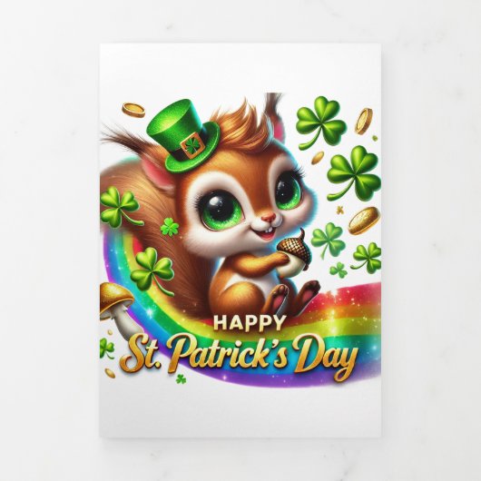 Fin D'année Trois Volets Carte de la Saint Patrick avec écureuil (Page de couverture)