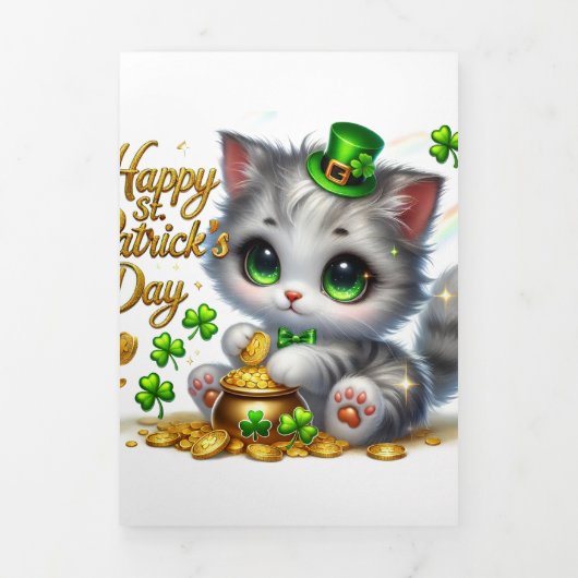 Fin D'année Trois Volets Carte de la Saint Patrick avec Kitty (Page de couverture)