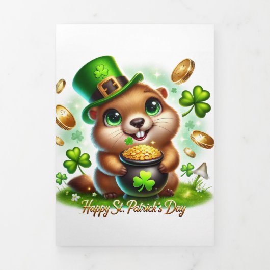 Fin D'année Trois Volets Carte de la Saint Patrick avec Marmot (Page de couverture)